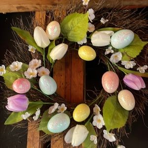 Easter wood chip wreath